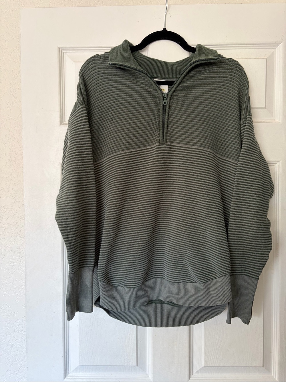 aerie - Offline Women’s Quarter-Zip Ribbed Sweater - Olive Green